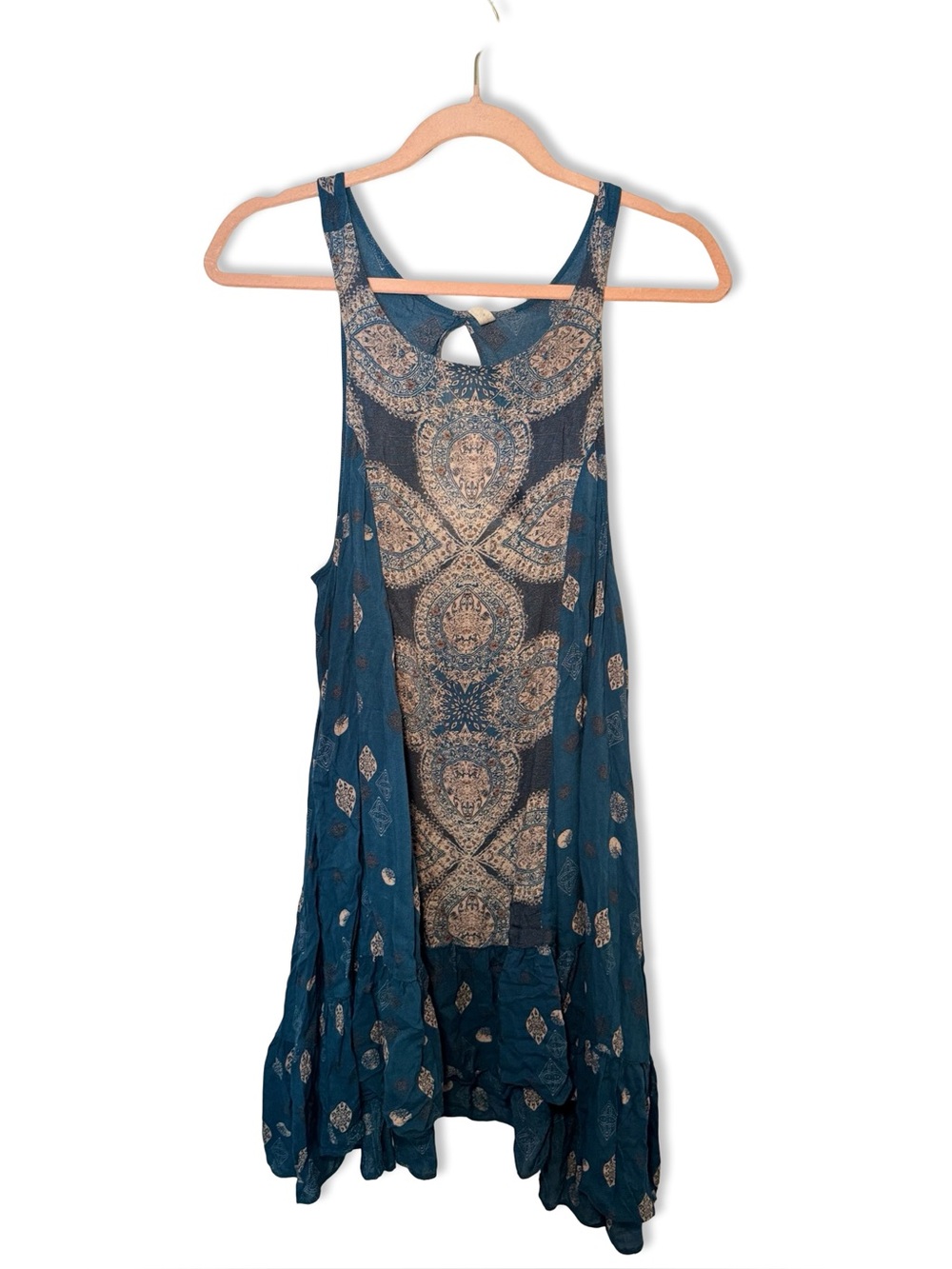 Free People Boho Flowy Slip Dress Blue Paisley